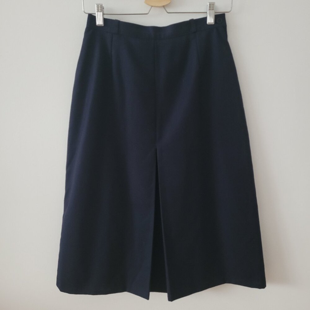 Vintage Aquascutum 100% Wool High-Waisted A-Line Skirt with Pleat-UK Size 10